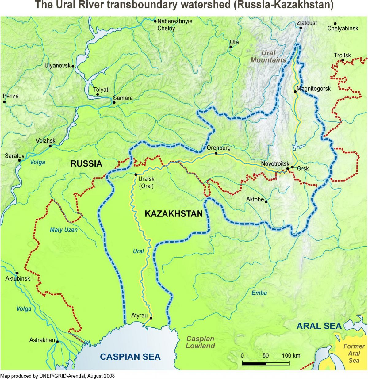 Karte von Kasachstan-Fluss