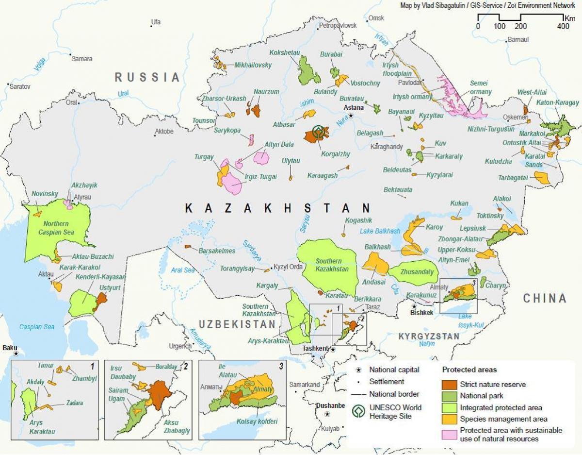 Karte von Kasachstan mit natürlichen Ressourcen