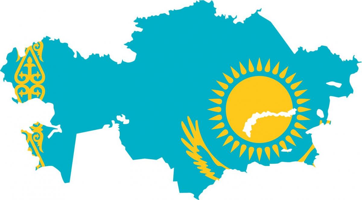 Karte von Kasachstan-Flagge