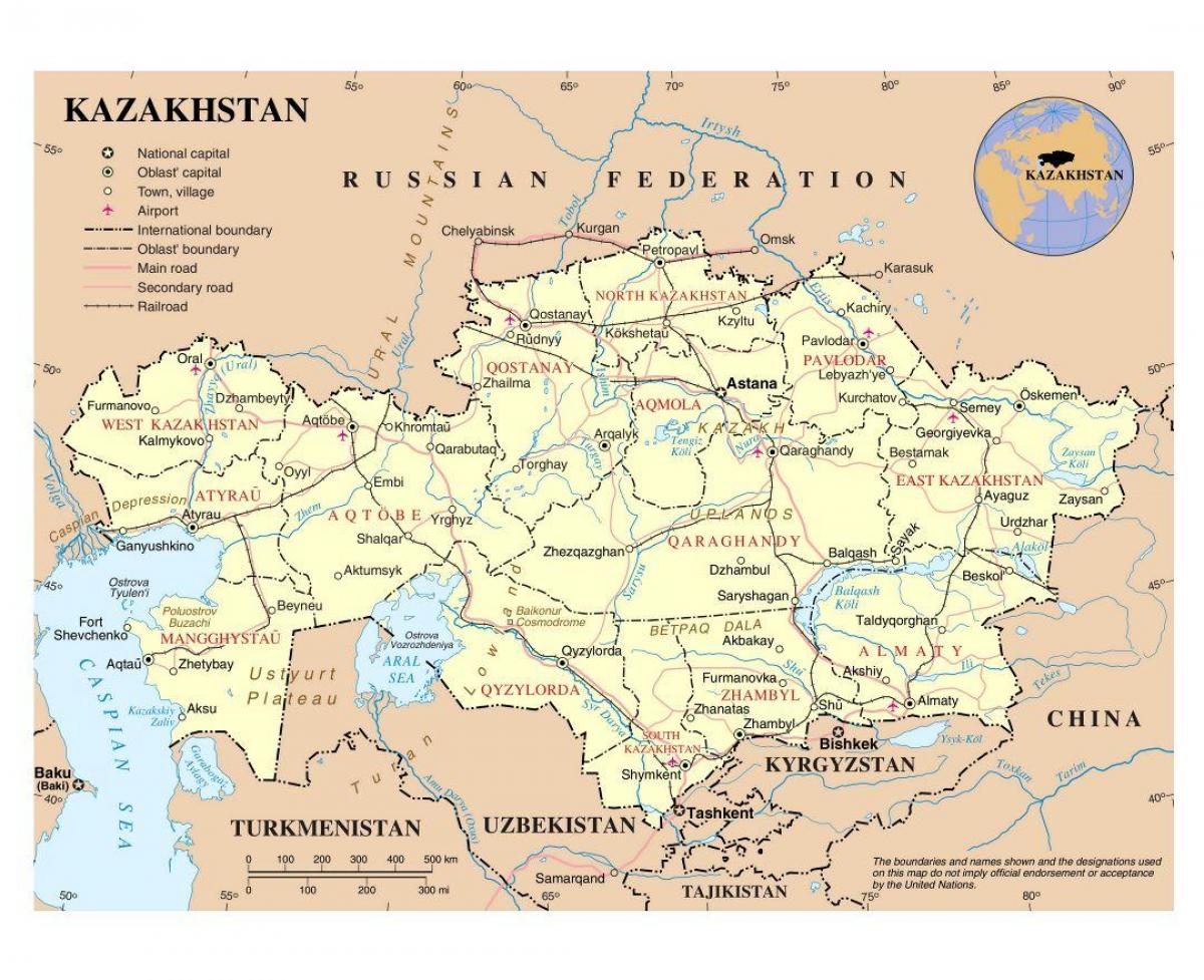Karte der Flughäfen in Kasachstan